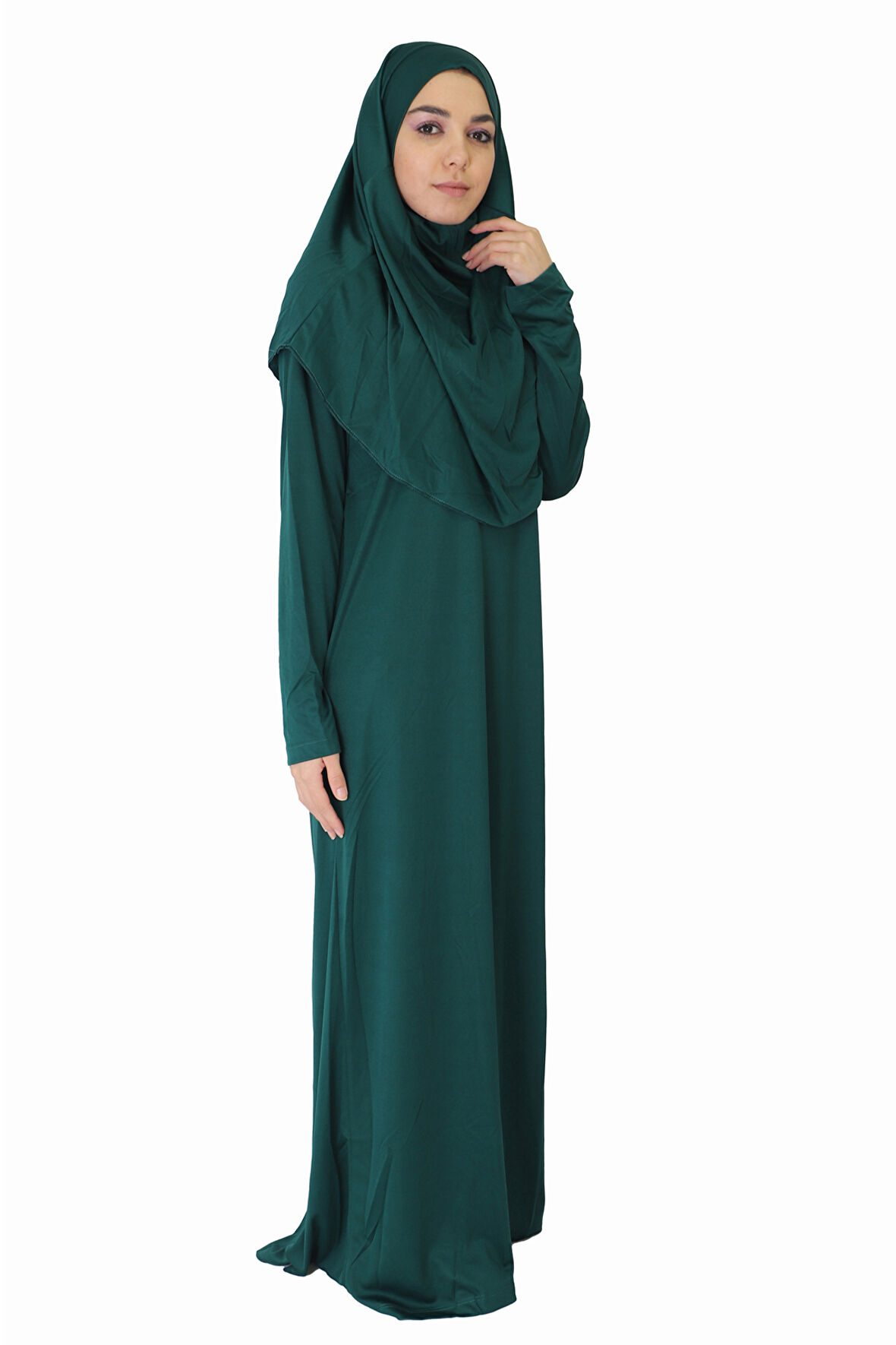 ZÜMRÜT YEŞİL FERMUARSIZ NAMAZ ELBİSESİ