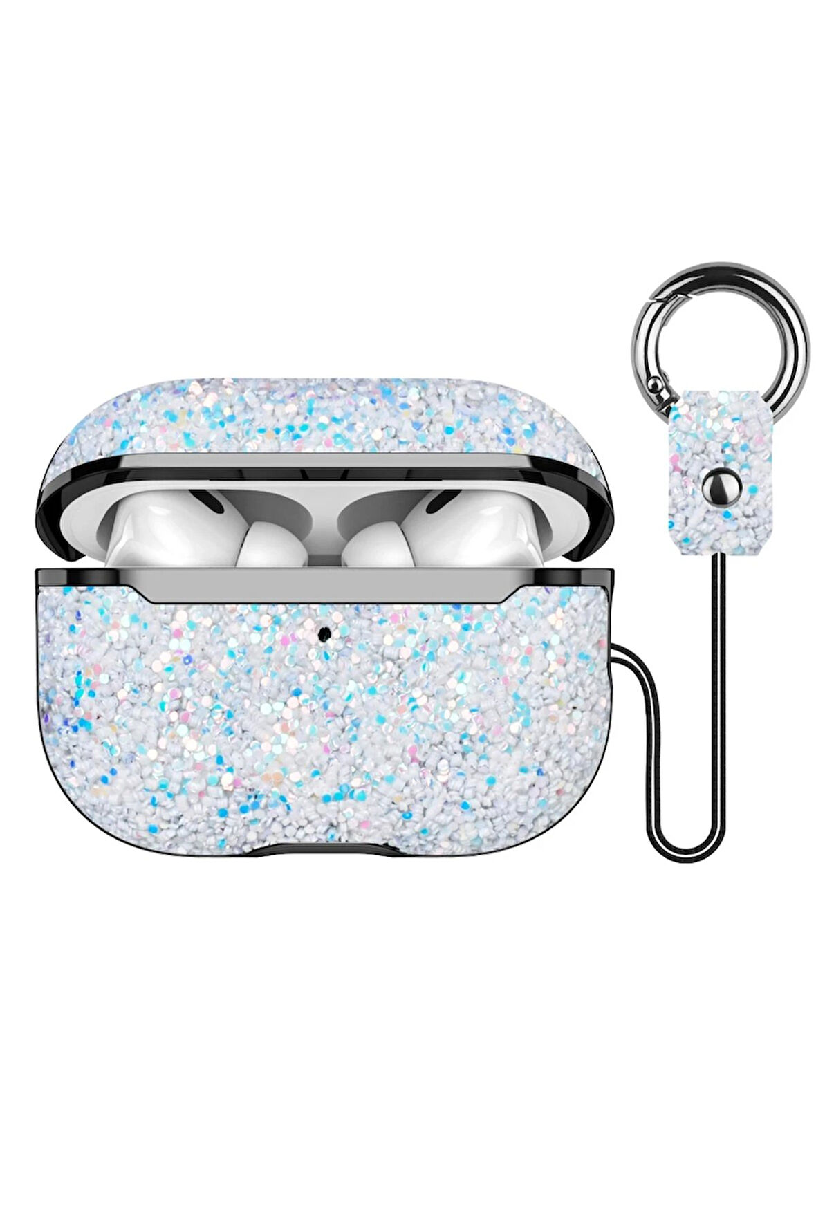 Airpods Pro 2 (2.nesil) Bright Simli Airpods Kapak - Gümüş-(5796)