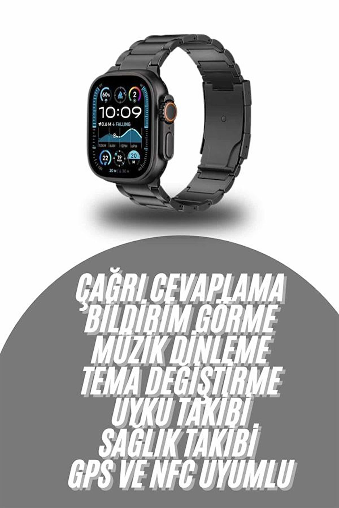 Akıllı Saat Arama Konuşma GPS ve NFC Özelliği 3 Kordonlu Amoled Ekran