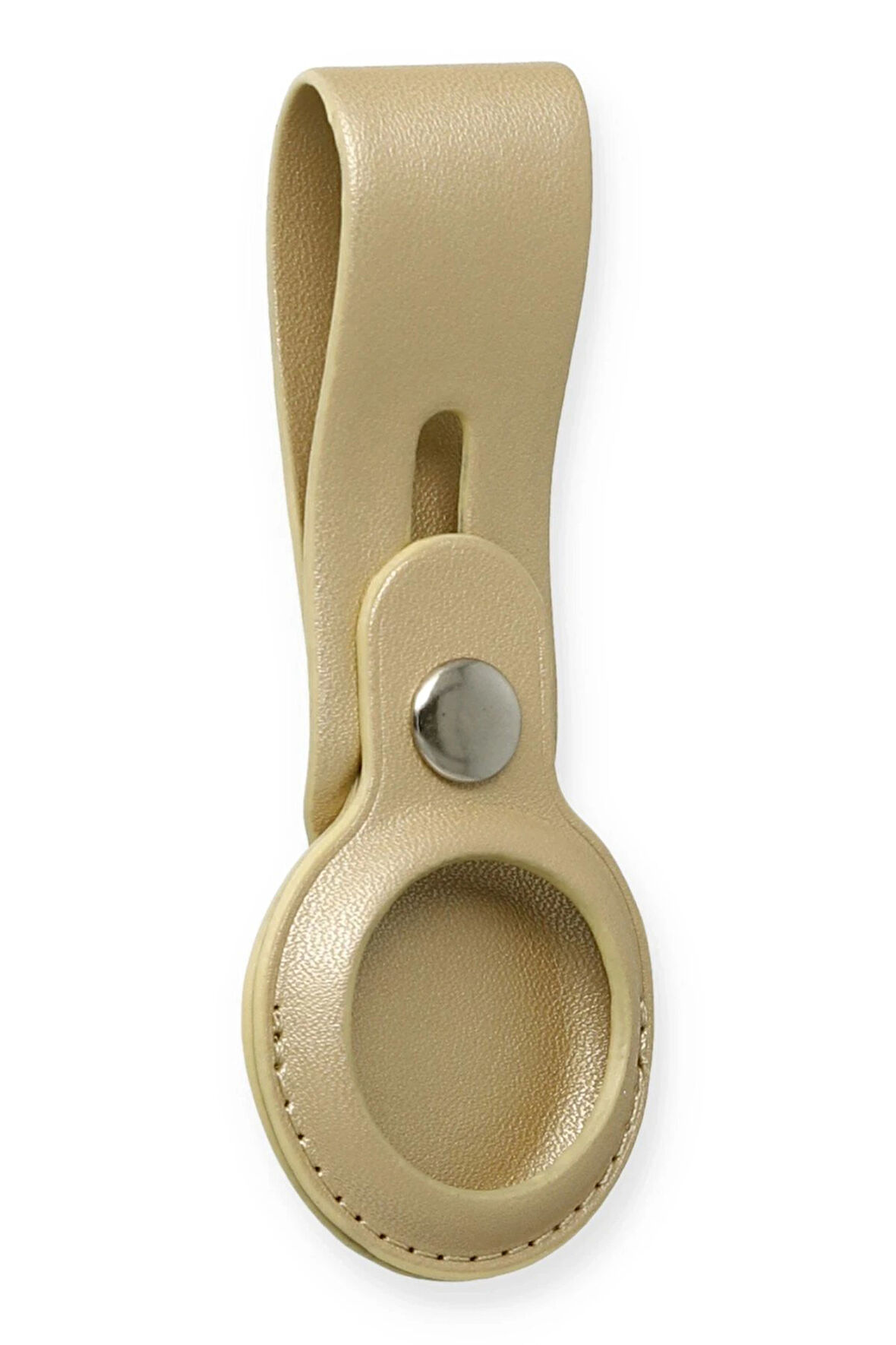 Airtag Askılı Deri Kılıf - Gold-(5796)