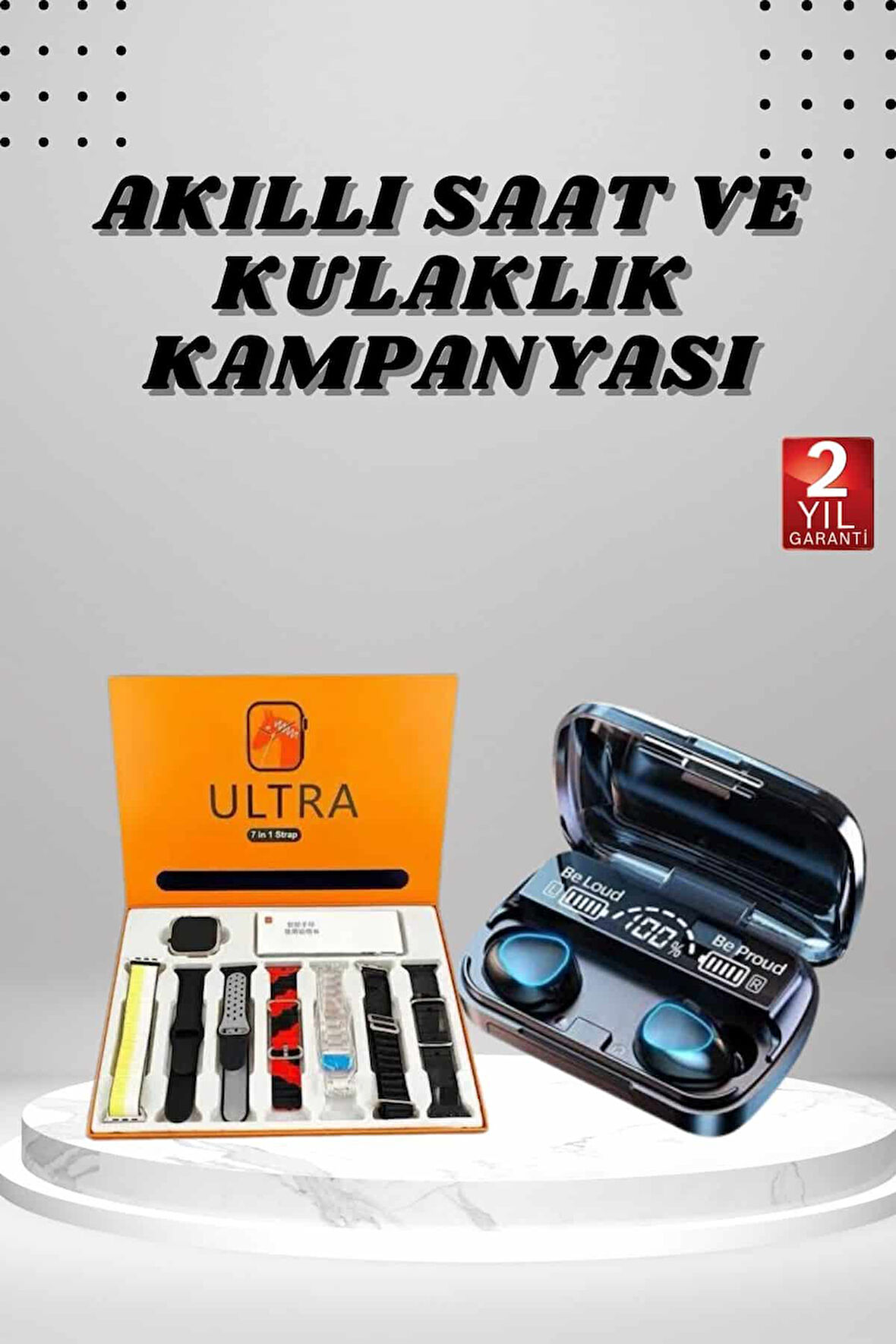 Yeni Model Akıllı Saat ve Kulaklık Kampanyası Nabızz Ölçer Bluetooth Bağlantılı Uzun Pil Ömrü