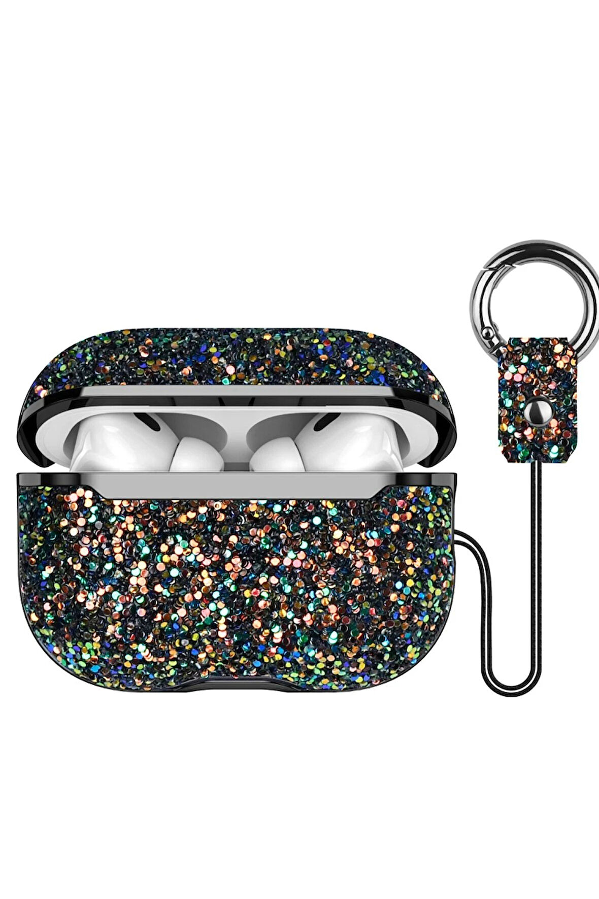 Airpods 3 (3.nesil) Bright Simli Airpods Kapak - Siyah-(5796)