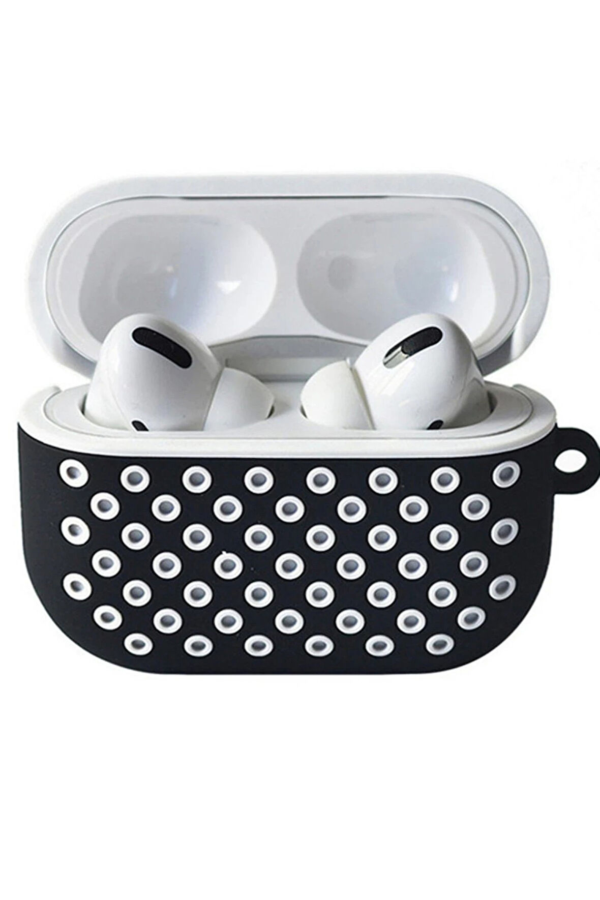 Airpods Pro 2 (2.nesil) Spor Delikli Kılıf - Siyah-Beyaz-(5796)
