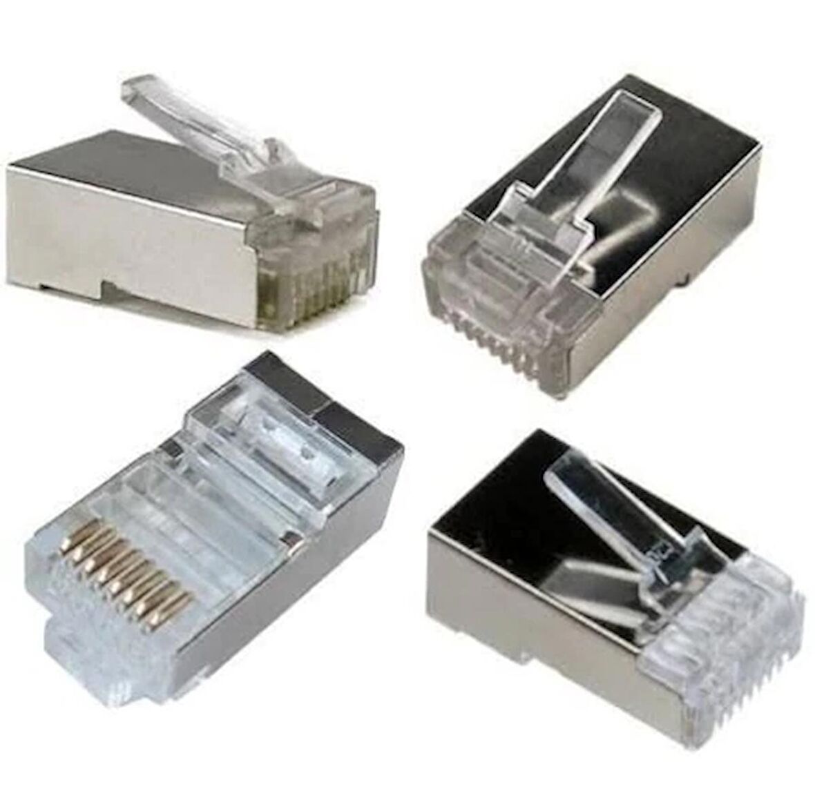 RJ 45 Metal Jak Jack Konnektör 8P8C 100 Adet RJ45