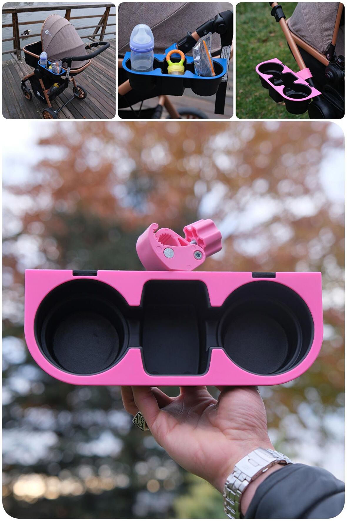 Bebek Arabası Bardaklık İçecek Tutucu Biberon İçecek Tutucu PEMBE Renk