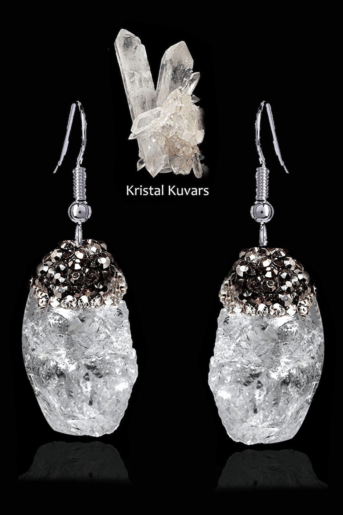 Sertifikalı Zirkon Taşlı Model Ham İşlenmemiş Kristal Kuvars Taşı Küpe