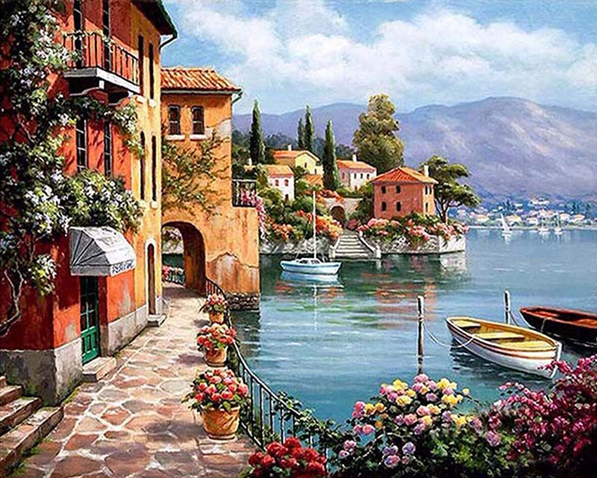Akdeniz Sıcaklığı Çerçevesiz 40x50 Sayılarla Boyama Hobi Seti