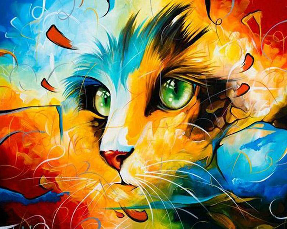 Fantastik Kedi Çerçevesiz 50x65 Sayılarla Boyama Hobi Seti