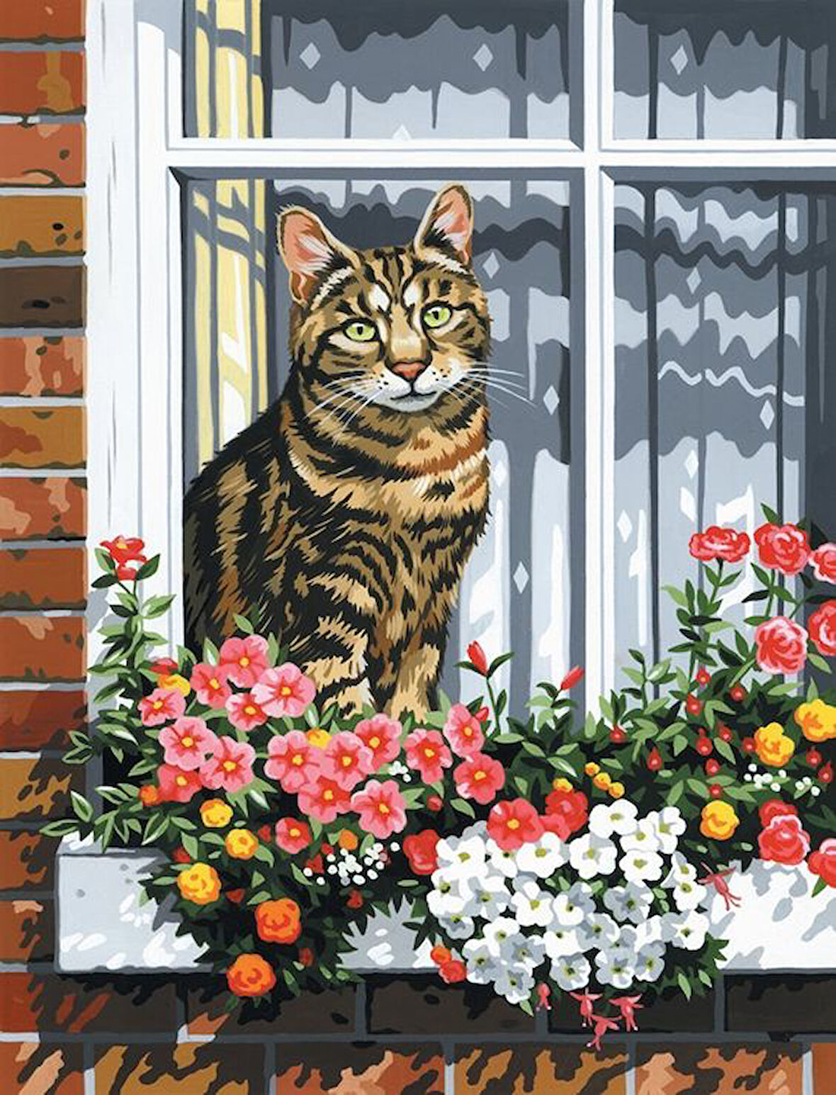 Camdaki Kedi Çerçevesiz 90x110 Sayılarla Boyama Hobi Seti