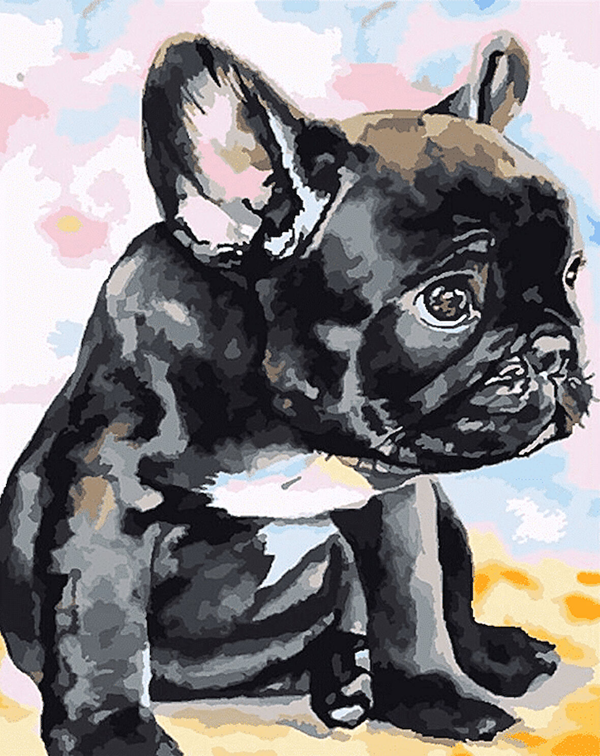 Siyah Köpek Yavrusu Çerçevesiz 40x50 Sayılarla Boyama Hobi Seti