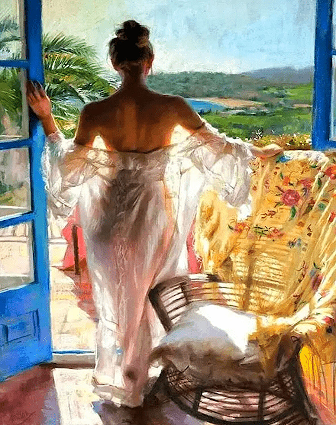 Camdaki Kadın Çerçevesiz 40x50 Sayılarla Boyama Hobi Seti