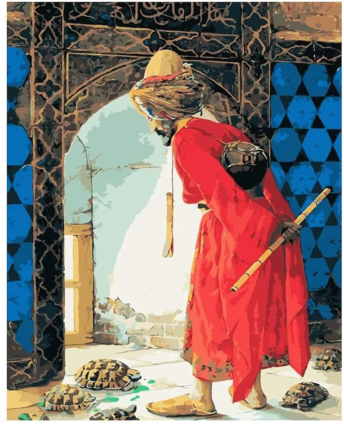 Kamlumbağa Terbiyeci Çerçevesiz 50x65 Sayılarla Boyama Hobi Seti