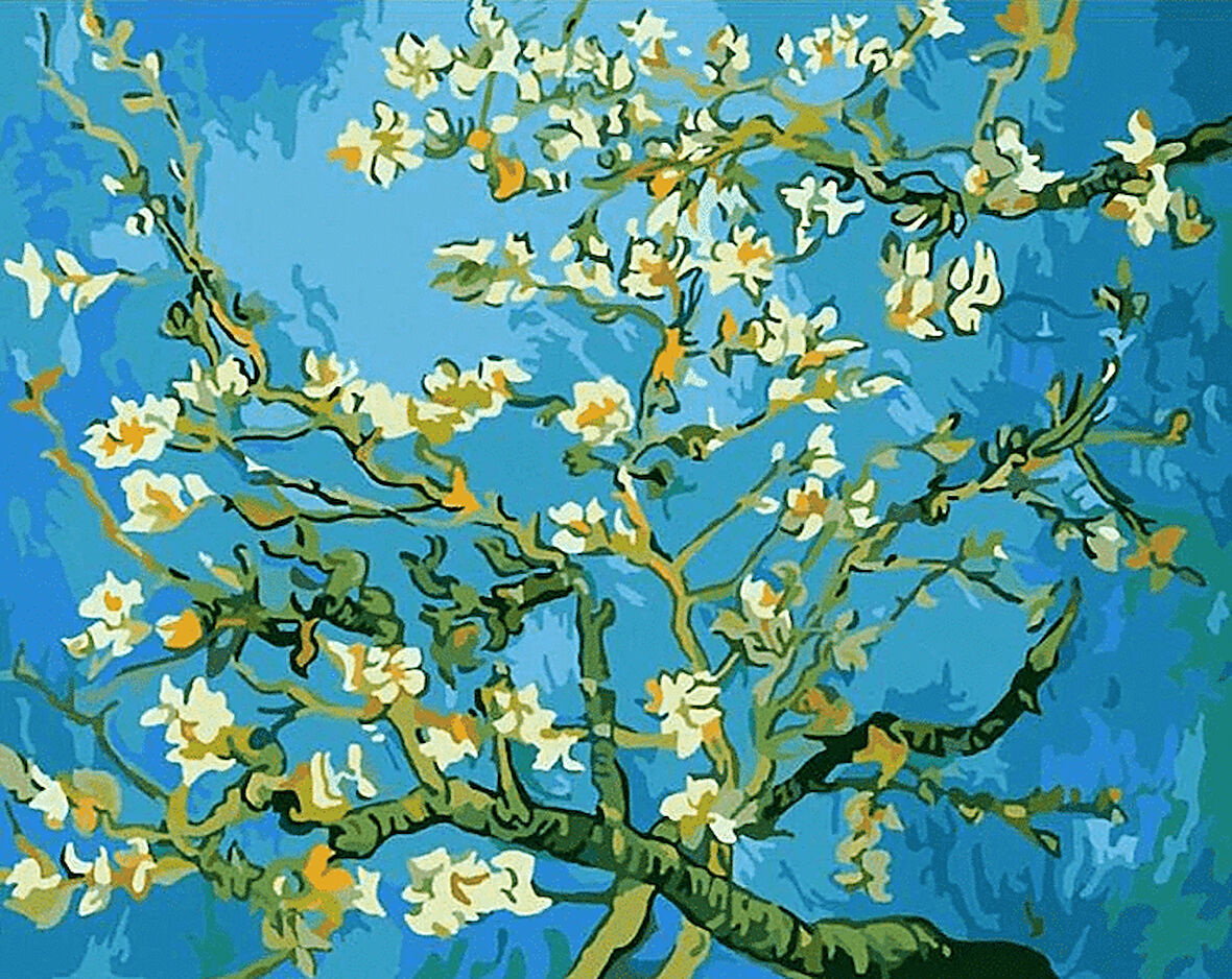 Van Gogh Kayısı Çiçeği Çerçevesiz 90x110 Sayılarla Boyama Hobi Seti