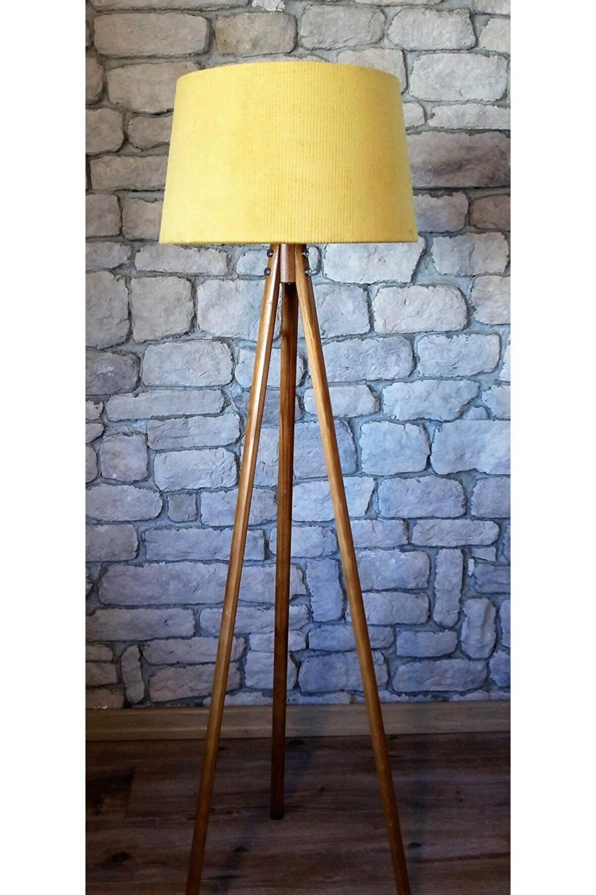 Masif 3 Ayaklı Lambader,tripod ( Hardal/açık Ceviz)