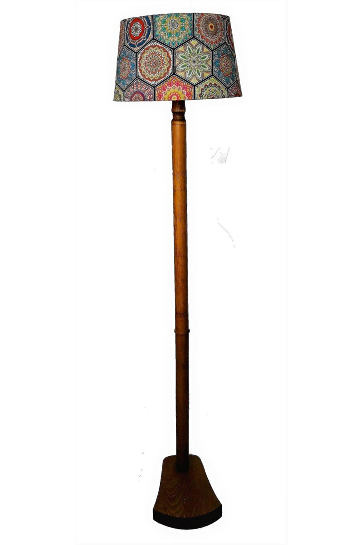Masif Ayalı Lambader (Altıgen Desen / Açık Ceviz Ayak)