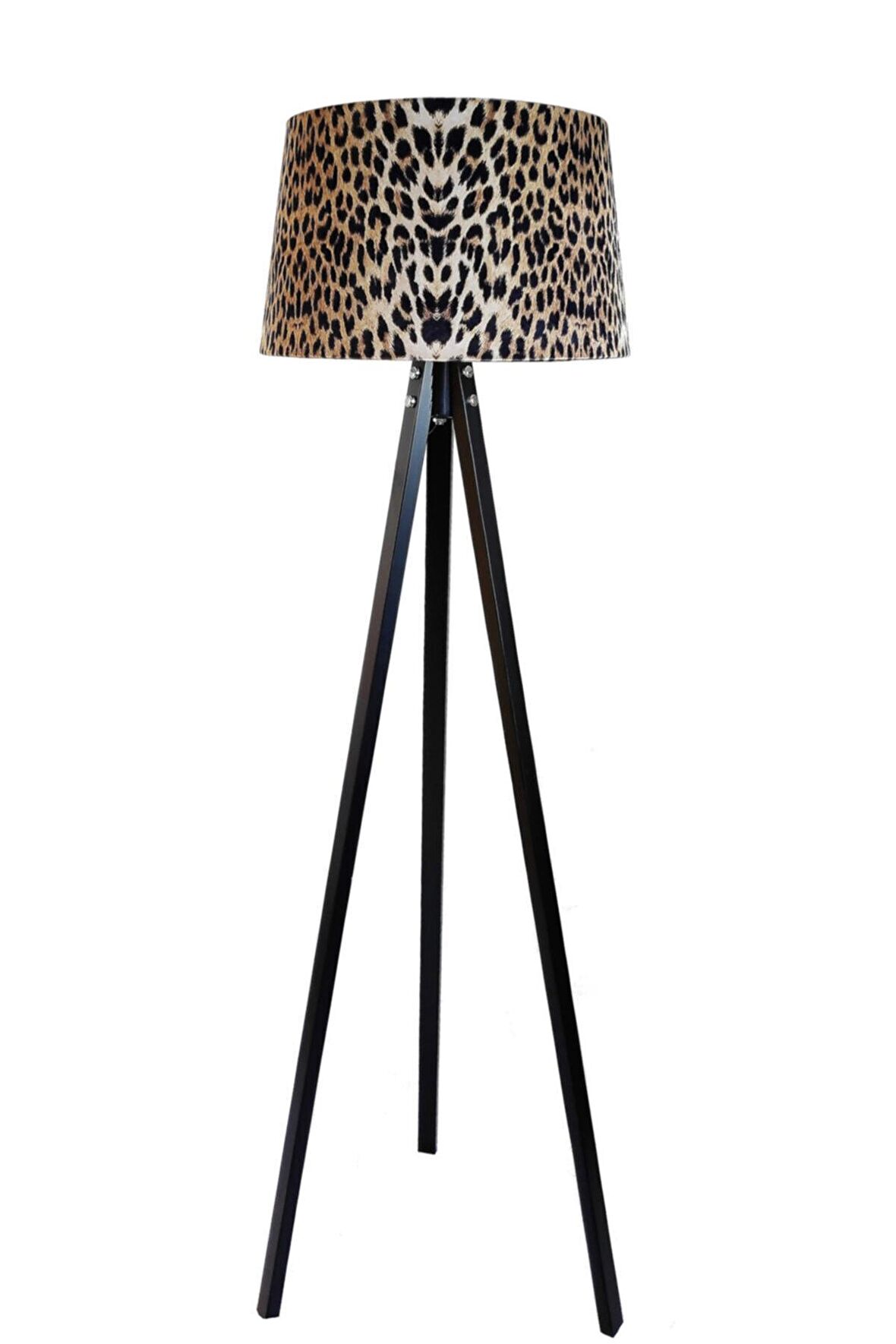 Leopar Desen ,masif 3 Ayaklı Lambader,tripod(Siyah Ayak)