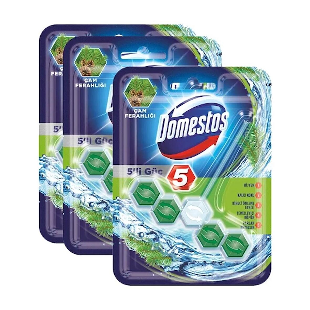 Domestos Tuvalet Blok 5li Güç Çam Ferahlığı x 3 Adet