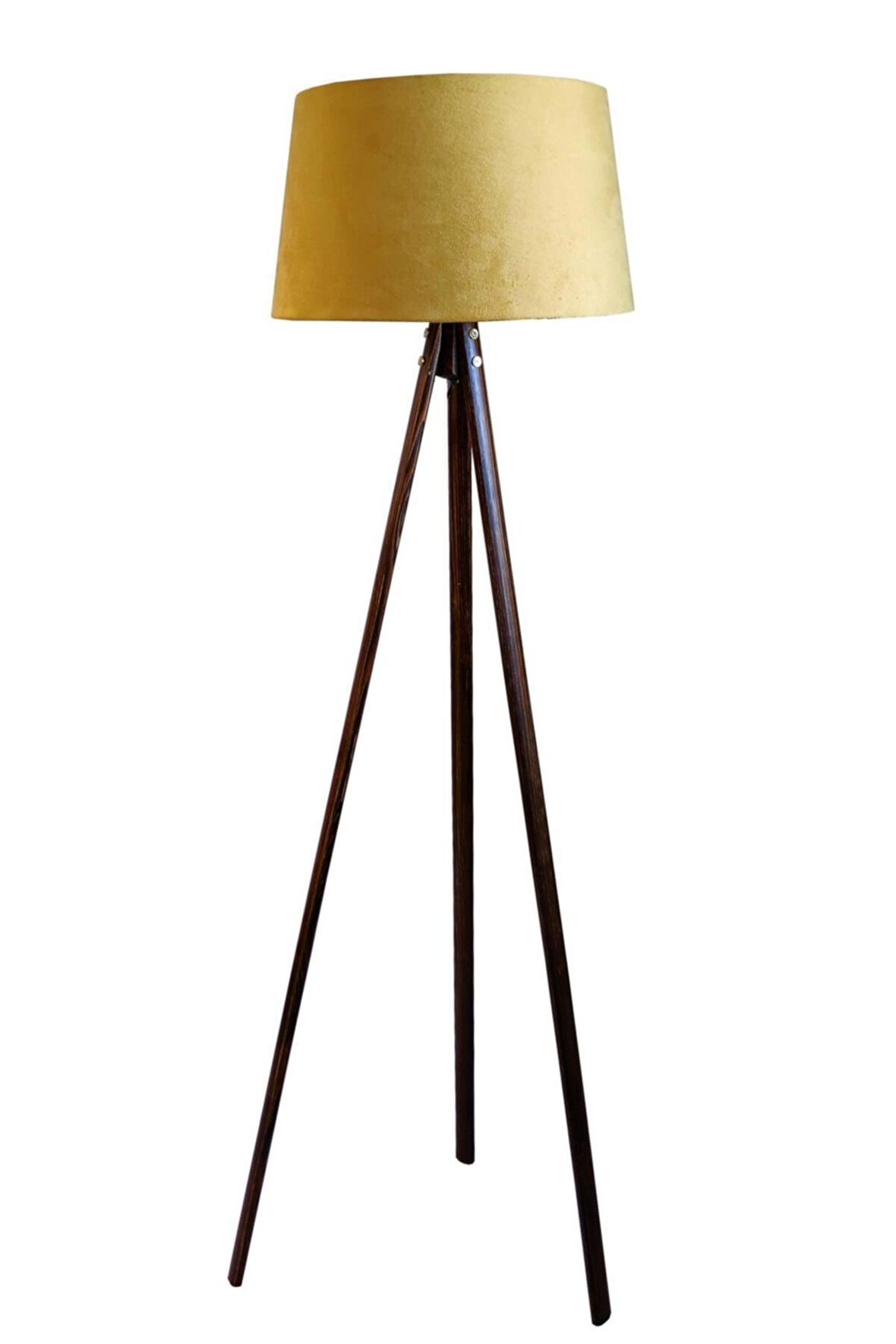 Beta Serisi Masif 3 Ayaklı Tripod Lambader (Hardal- Koyu Ceviz)