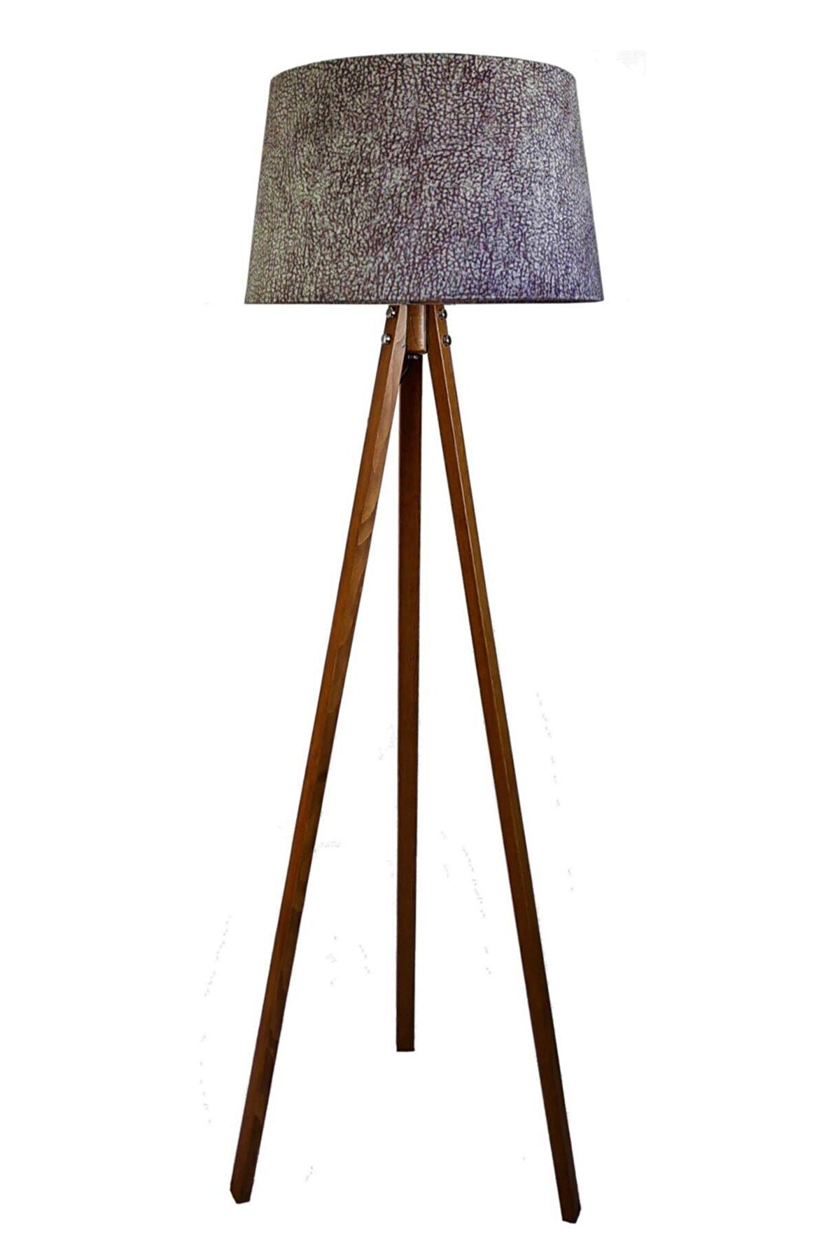 Masif 3 Ayaklı Lambader,tripod ( Kum Desen/açık Ceviz)