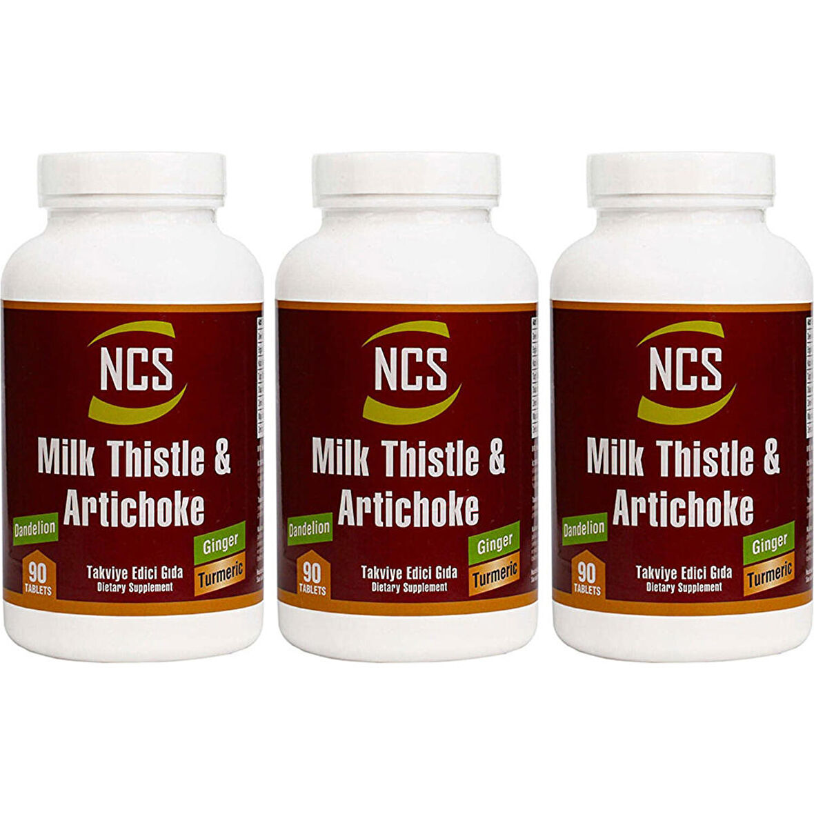Ncs Deve Dikeni Enginar Kara Hindiba Zencefil Turp Maydanoz Zerdeçal 90 Tablet x 3 Adet