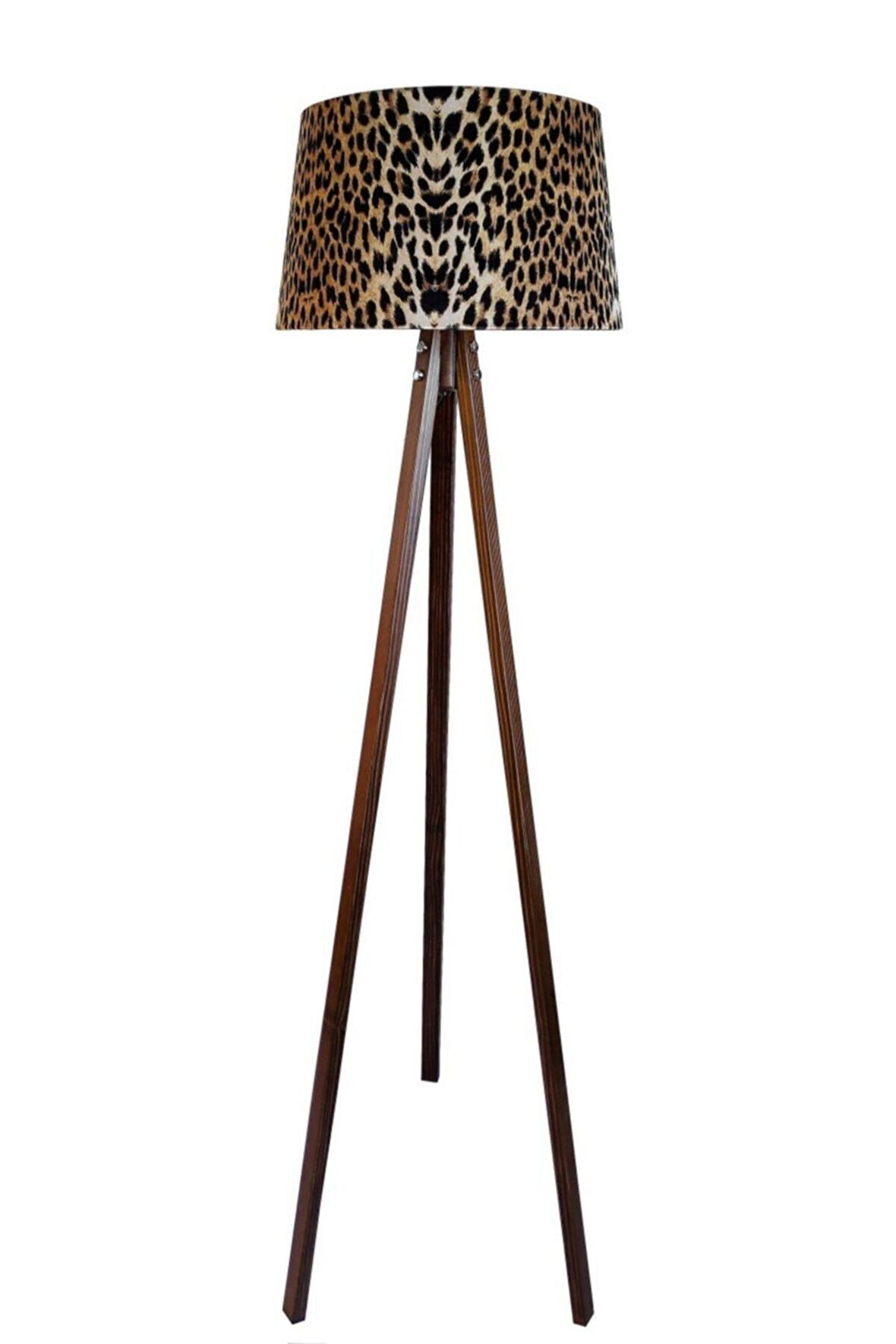 Beta Serisi,masif 3 Ayaklı Tripod Lambader( Leopar-koyu Ceviz)
