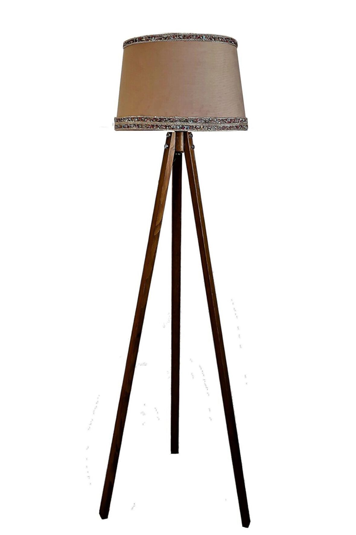 Hintişi Aks. Masif Tripod Lambader ( Sütlükahve/açık Ceviz)