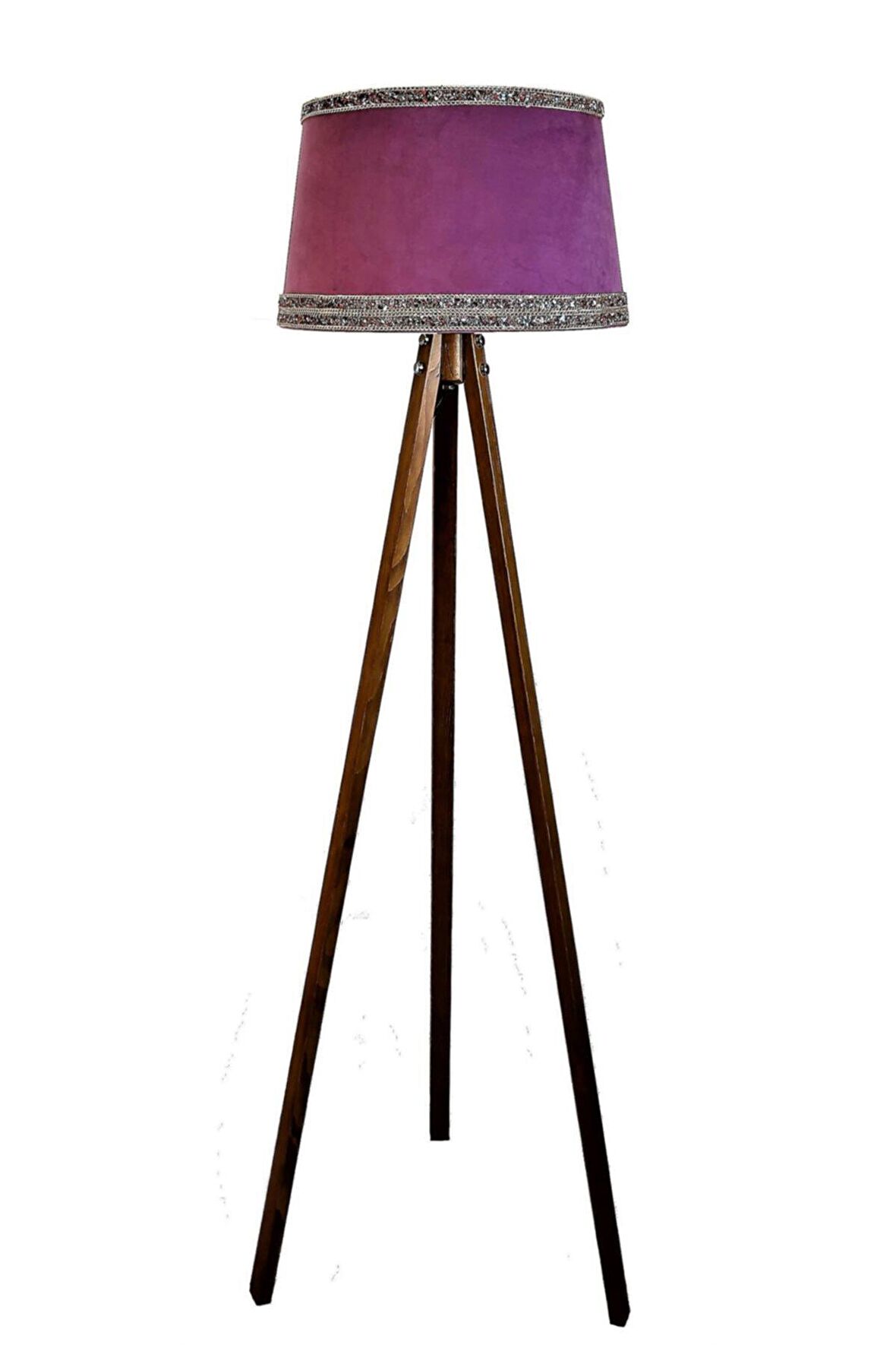 Hintişi Aks. Masif Tripod Lambader ( Mor/açık Ceviz)