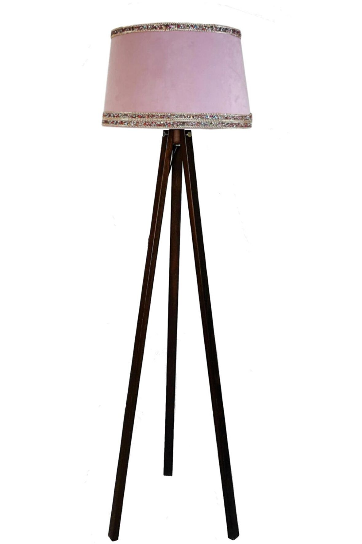 Hintişi Aks. Masif Tripod Lambader ( Pudra/koyu Ceviz)