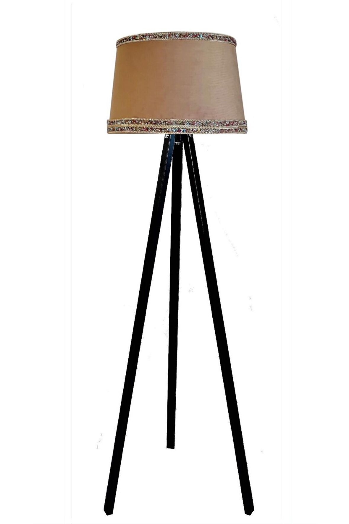 Hintişi Aks. Masif Tripod Lambader ( Sütlükahve/siyah Ayak)