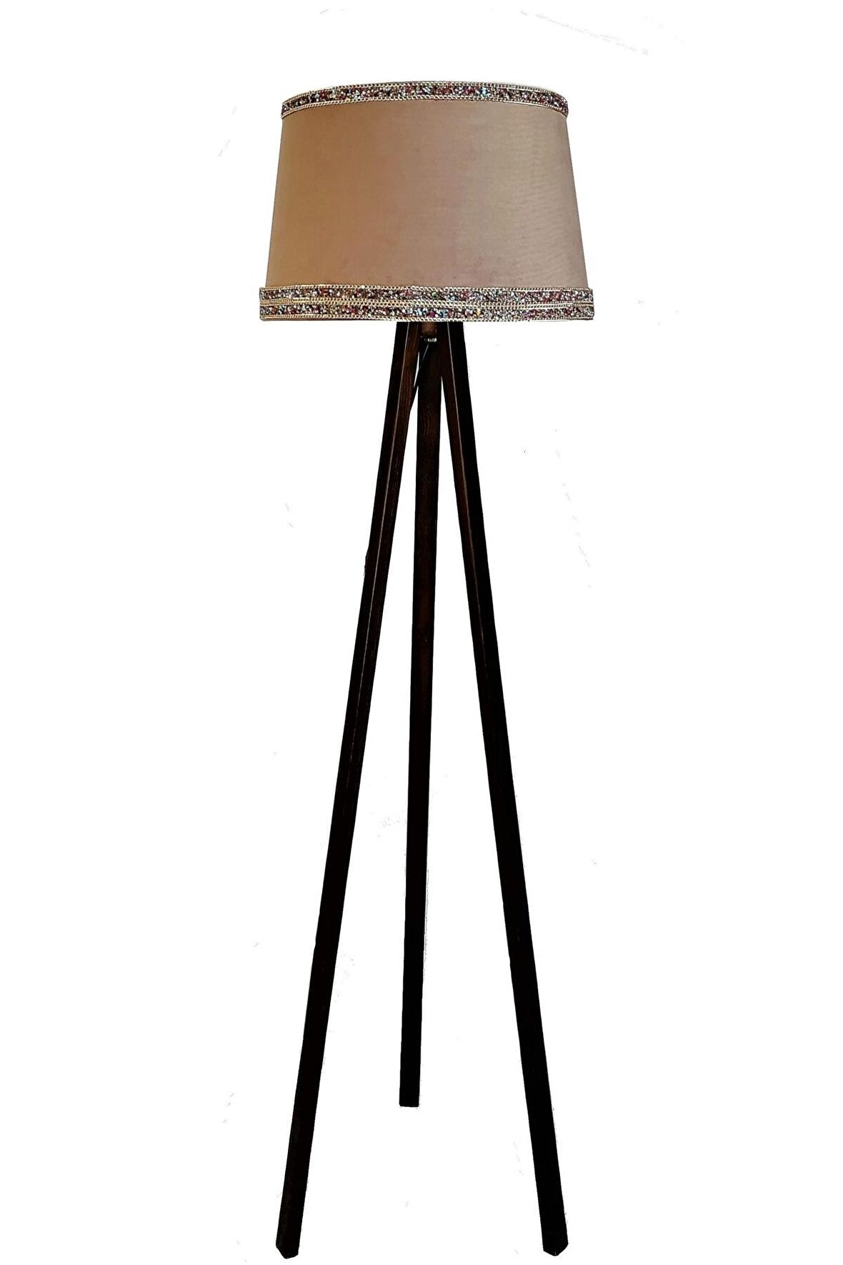 Masif Tripod Lambader  Sütlü Kahve Koyu Ceviz