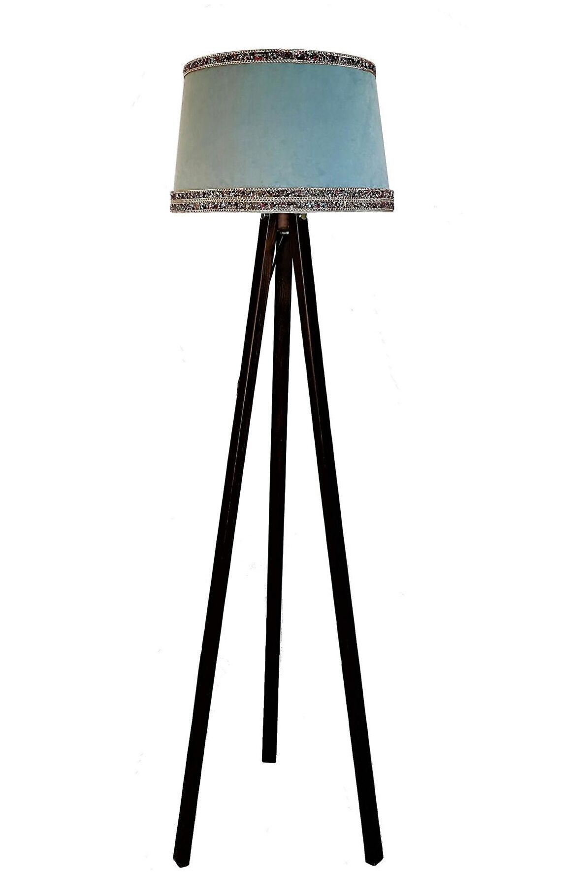Hintişi Aks. Masif Tripod Lambader ( Suyeşili/koyu Ceviz)