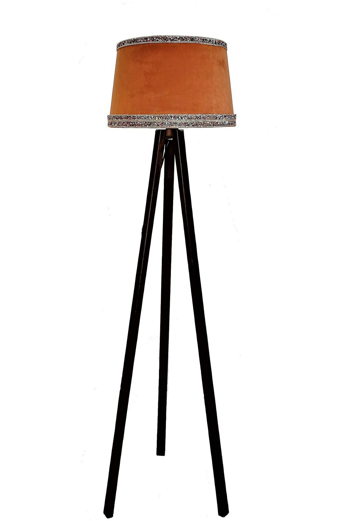 Hintişi Aks. Masif Tripod Lambader ( Kiremit/koyu Ceviz)