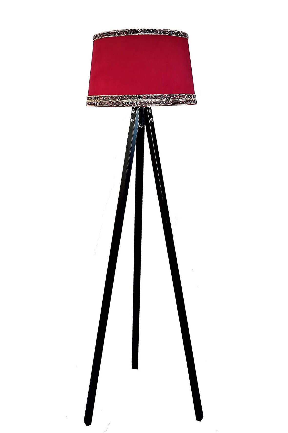 Hintişi Aks. Masif Tripod Lambader ( Kırmızı/siyah Ayak)