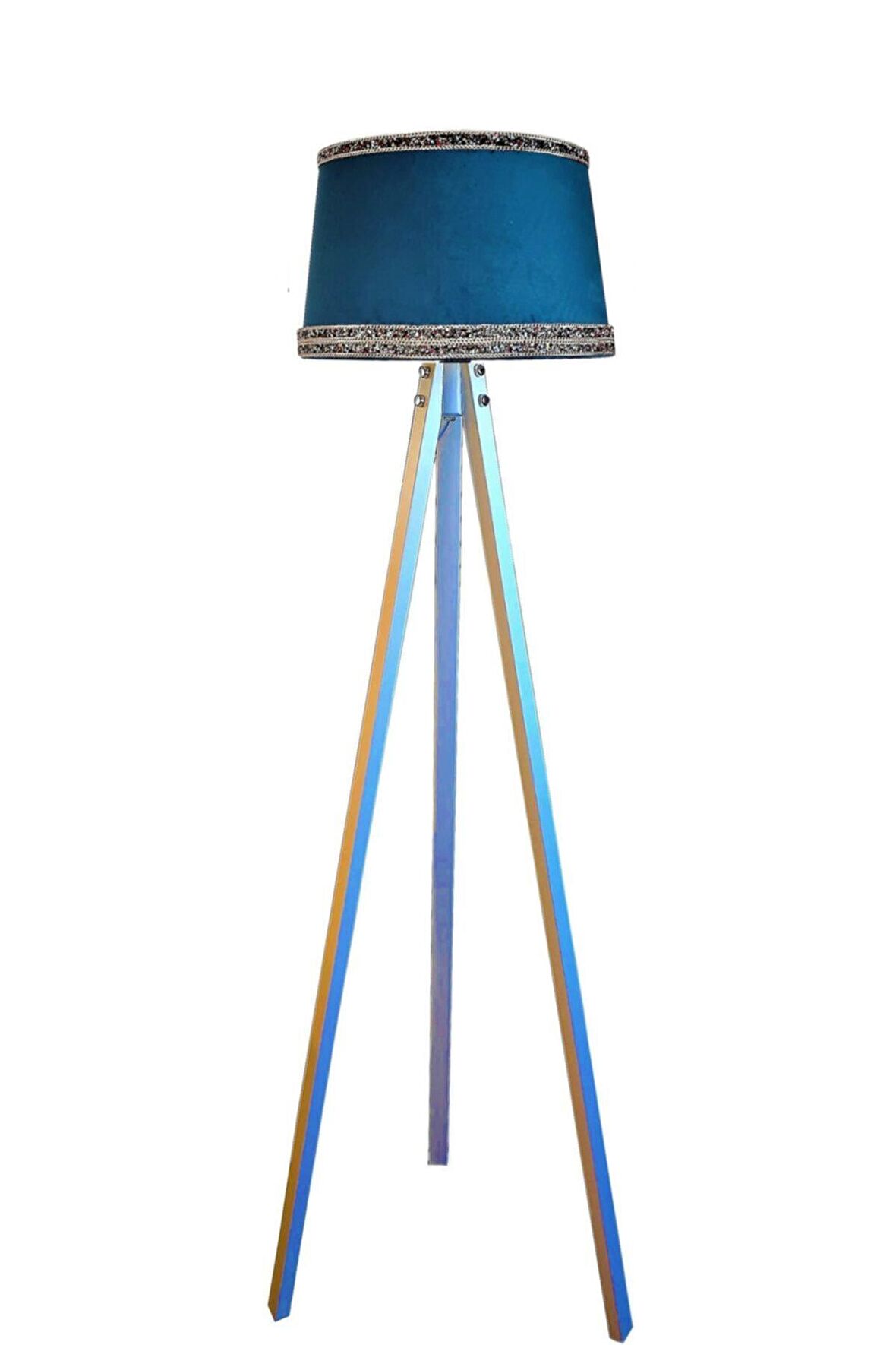 Hintişi Aks. Masif Tripod Lambader ( Mavi /beyaz Ayak)