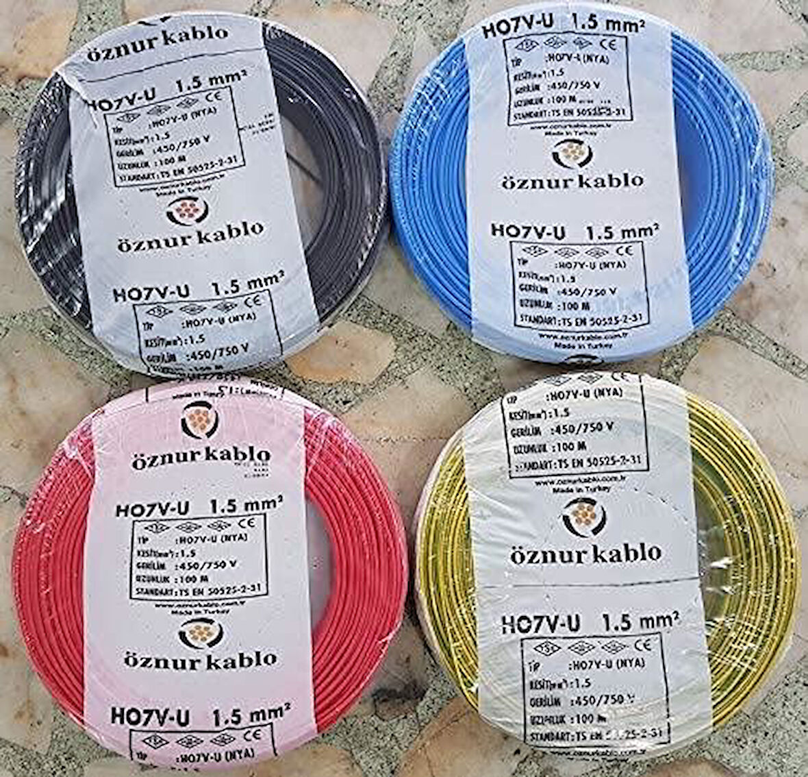 Öznur 1,5 Mm Nya Kablo - 100 Metre Sarı Yeşil