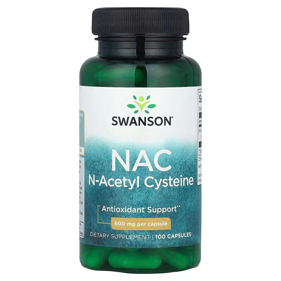 Swanson, NAC, N-Asetil Sistein, 600 mg, 100 Kapsül