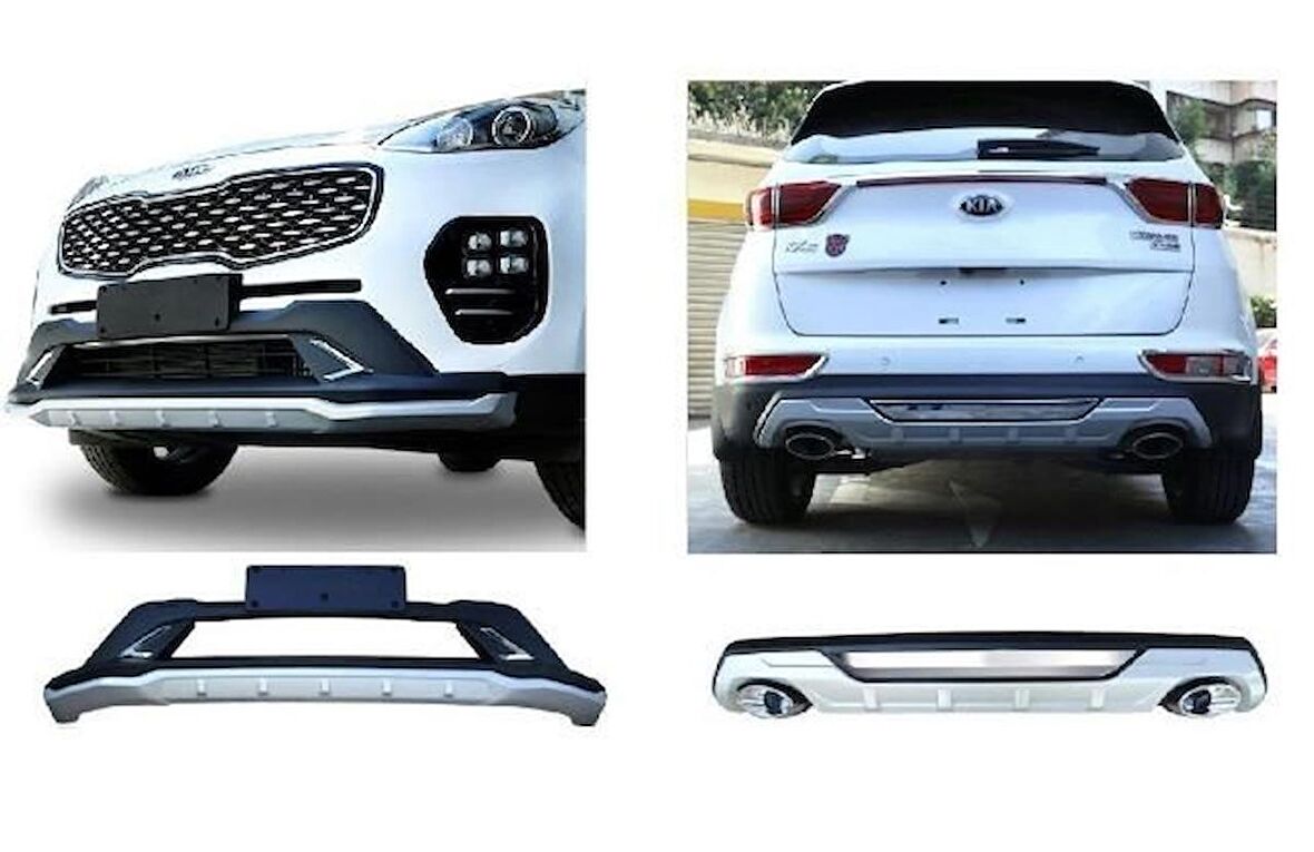 Kia sportage ön ve arka koruma difüzör 2016-2018 çift çıkış egzoz makyajsız kasalar