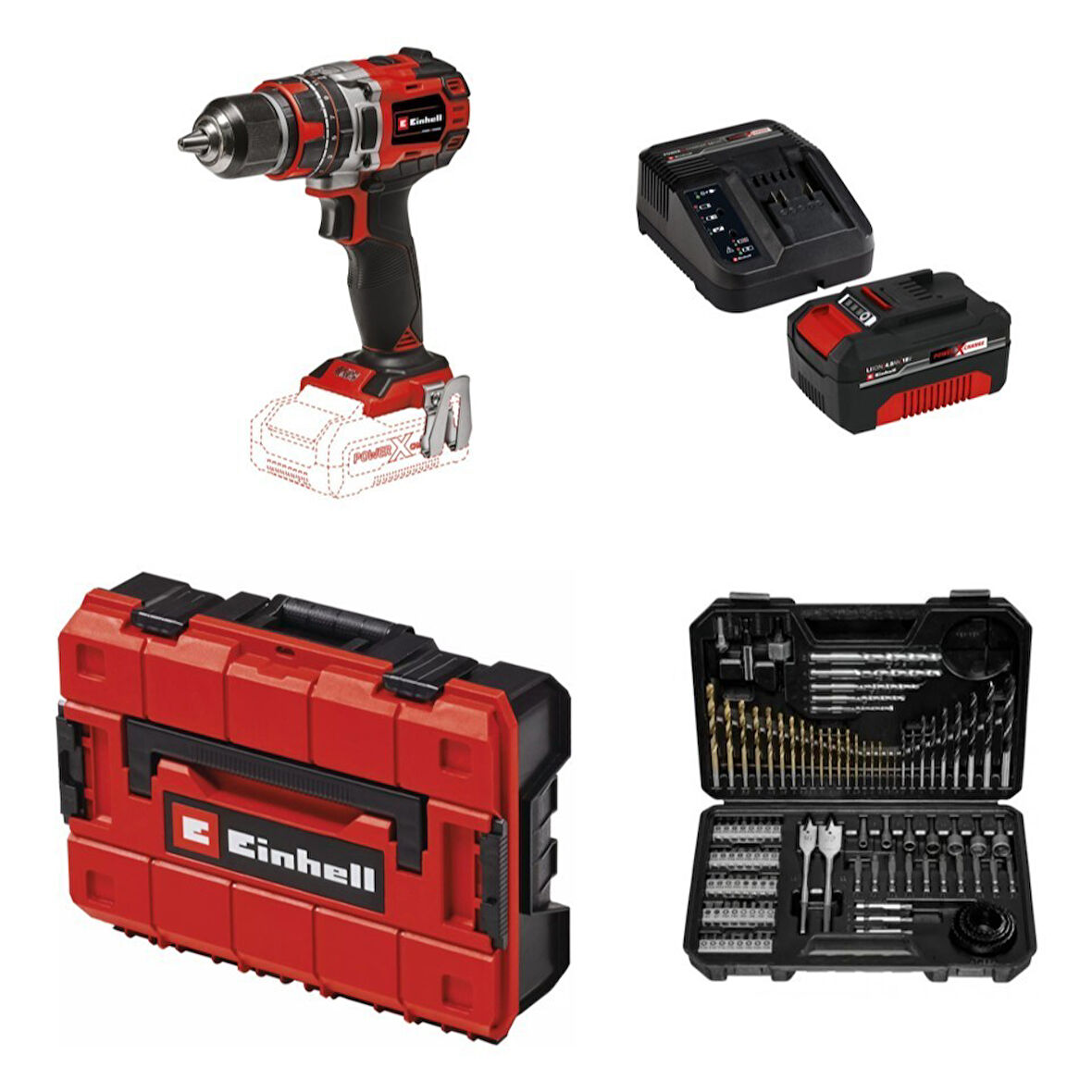 Einhell Tp-Cd 18/50 Li-I Bl Solo Akülü Vidalama + 1 x 4 Ah Akü ve 103 Parça Uç Seti (Çanta Dahil)