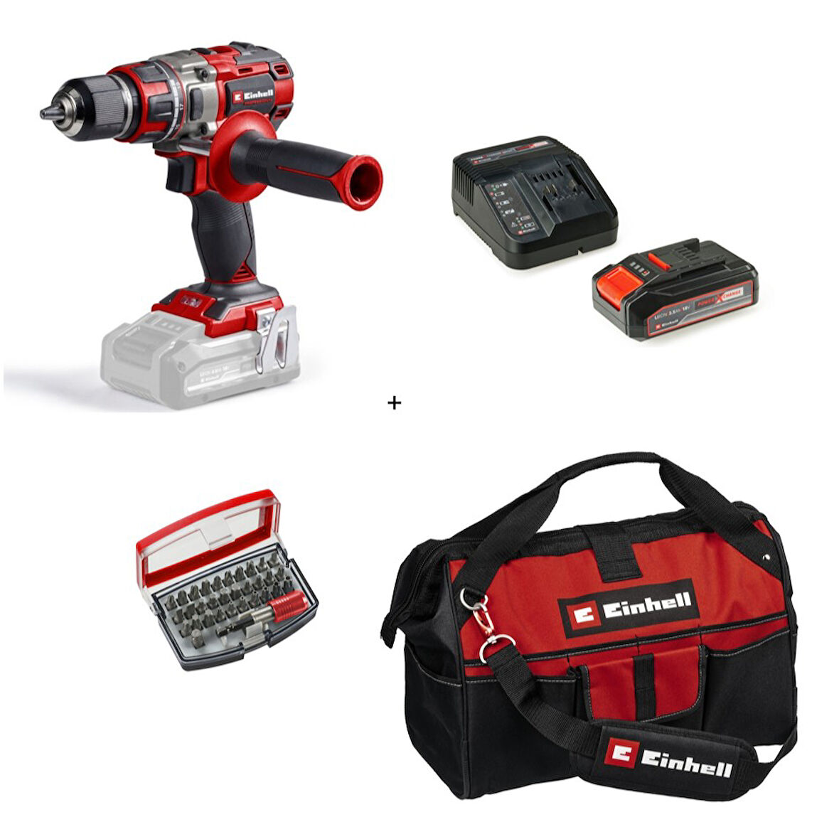 Einhell Tp-Cd 18/80 Li Bl Solo Darbesiz Vidalama + 1 x 2.5 Ah Akü ve 32 Parça Uç Seti (45/29 kumaş çanta) HBCV00009852Q0