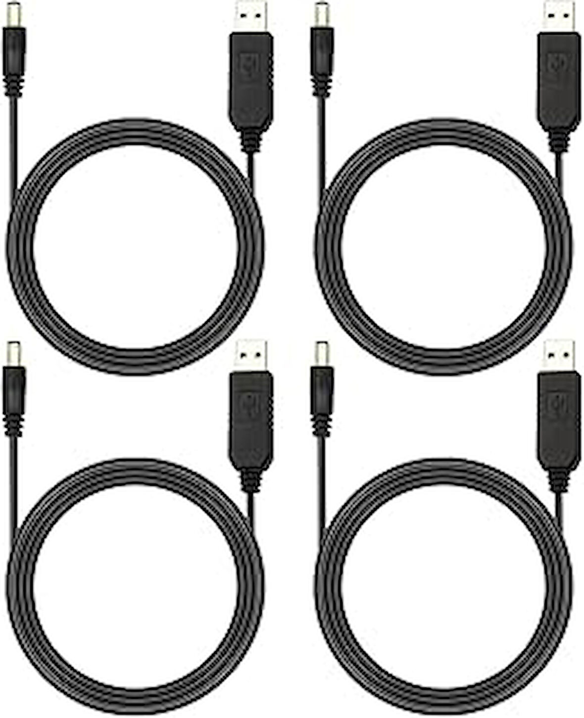 V TELESKY 4 Paket USB - DC Güç Kablosu, 12 V Gücü Dönüştürülmesi Gereken Cihazlar için 5,5 x 2,1 mm Fiş Namlu Jak ile 5 V - 12 V Gücü