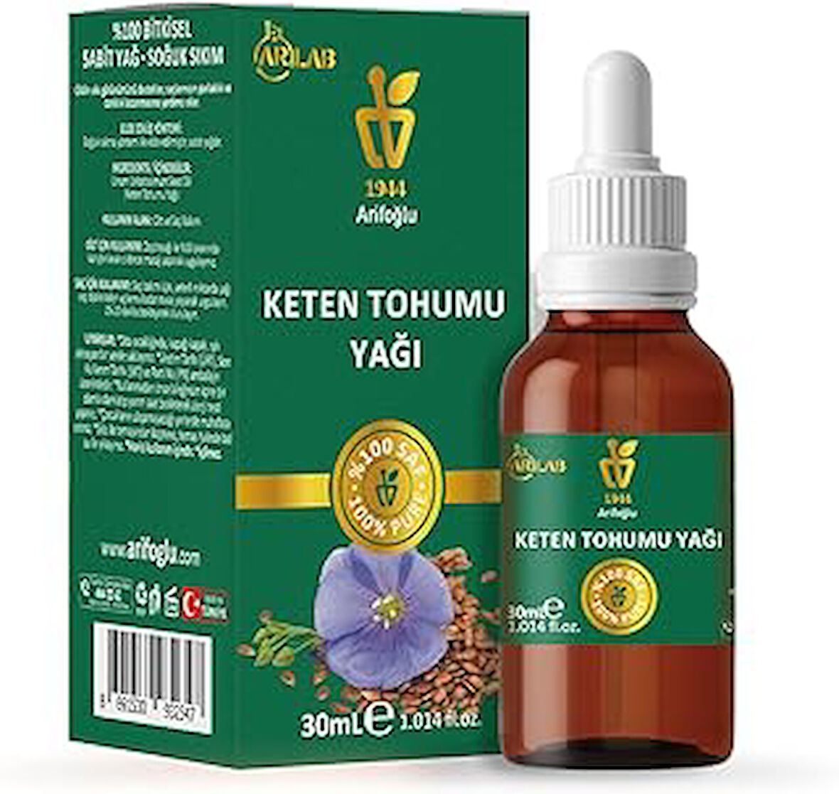 Keten Tohumu Yağı 30ml%100 Saf Arlab Flaxseed Oil Linum Usitatissimum Seed Oil