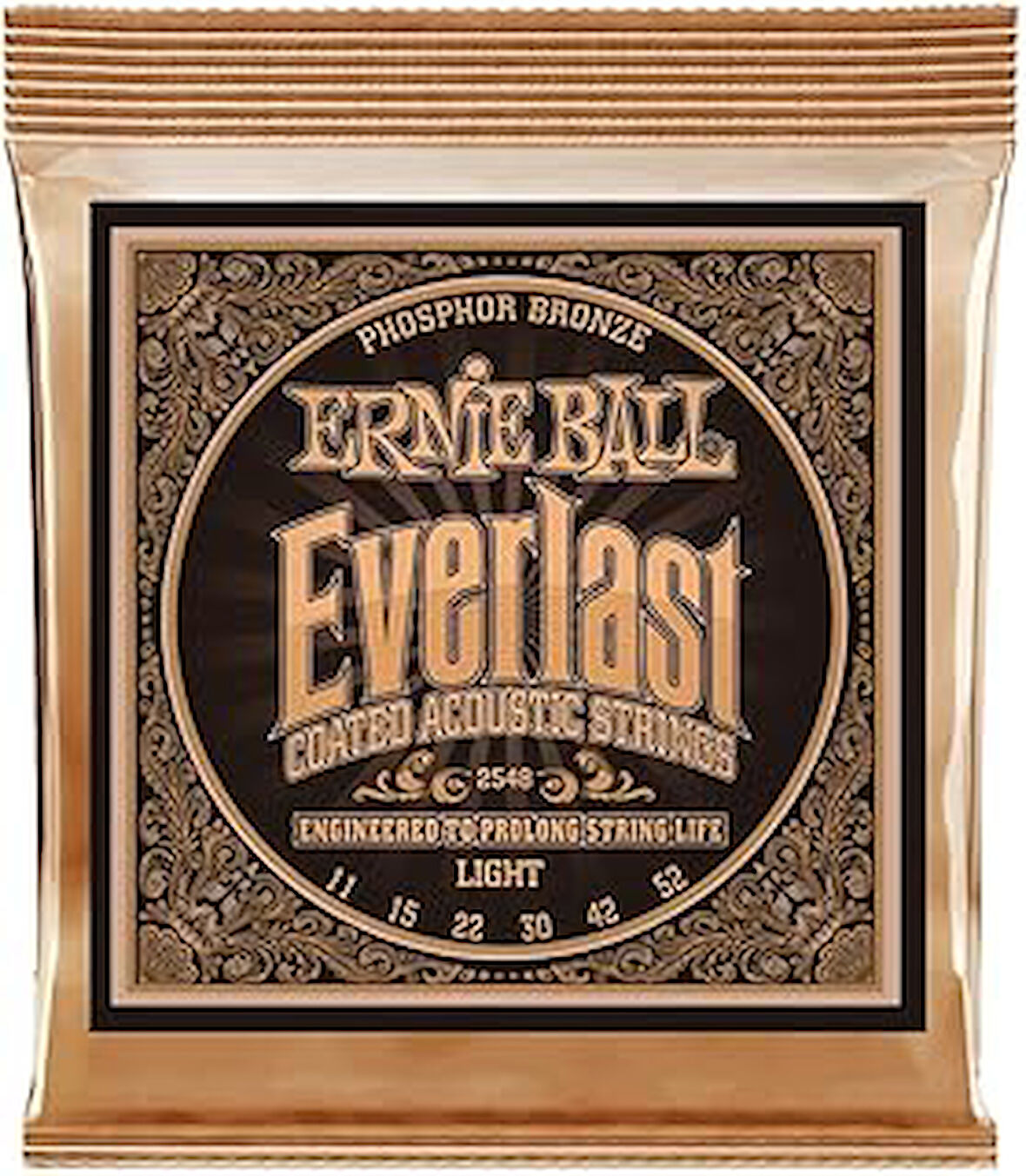 Ernie Ball Everlast Hafif Kaplamalı Fosfor Bronz Akustik Gitar Enstrüman Telleri, Ölçü 11-52