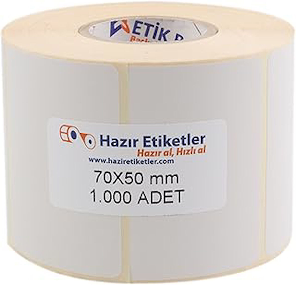 hazır etiketler , hazır al hızlı al Kuşe Etiket 70mm x 50mm Ruloda 1000 Adet 40mm Kuka Çapında Baskısız Barkod Yazıcı Etiketi