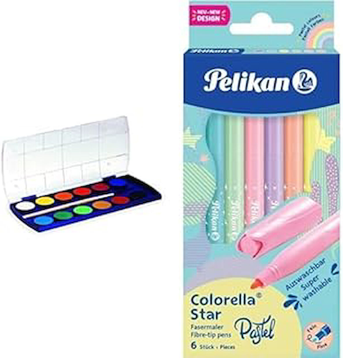 Pelikan F 355 P-12 Suluboya 12 Renk - PL721258SB12R + Pelikan Colorella Pastel 6lı Keçeli Kalem