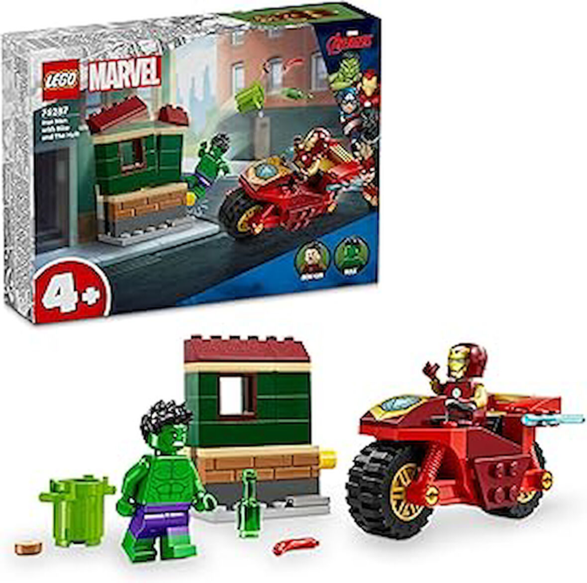 Motosikletli Iron Man ve Hulk 76287-4 Yaş ve Üzeri Süper Kahraman Sevenler İçin Avengers Minifigürleri İçeren Yaratıcı Oyuncak Yapım Seti