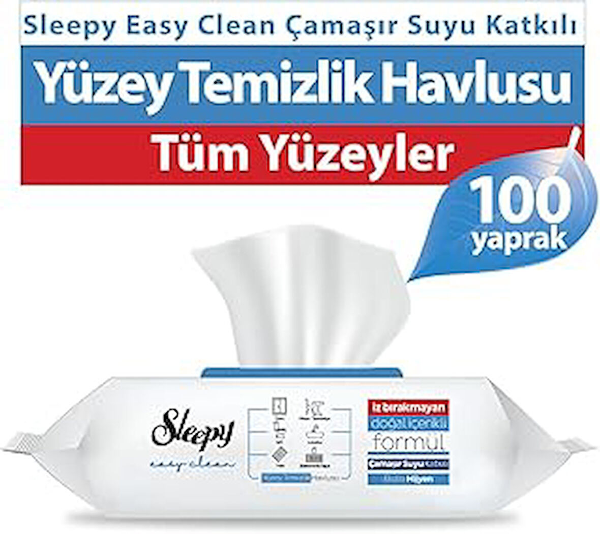 Easy Clean Çamaşır Suyu Katkılı Yüzey Temizlik Havlusu, 100 Yaprak