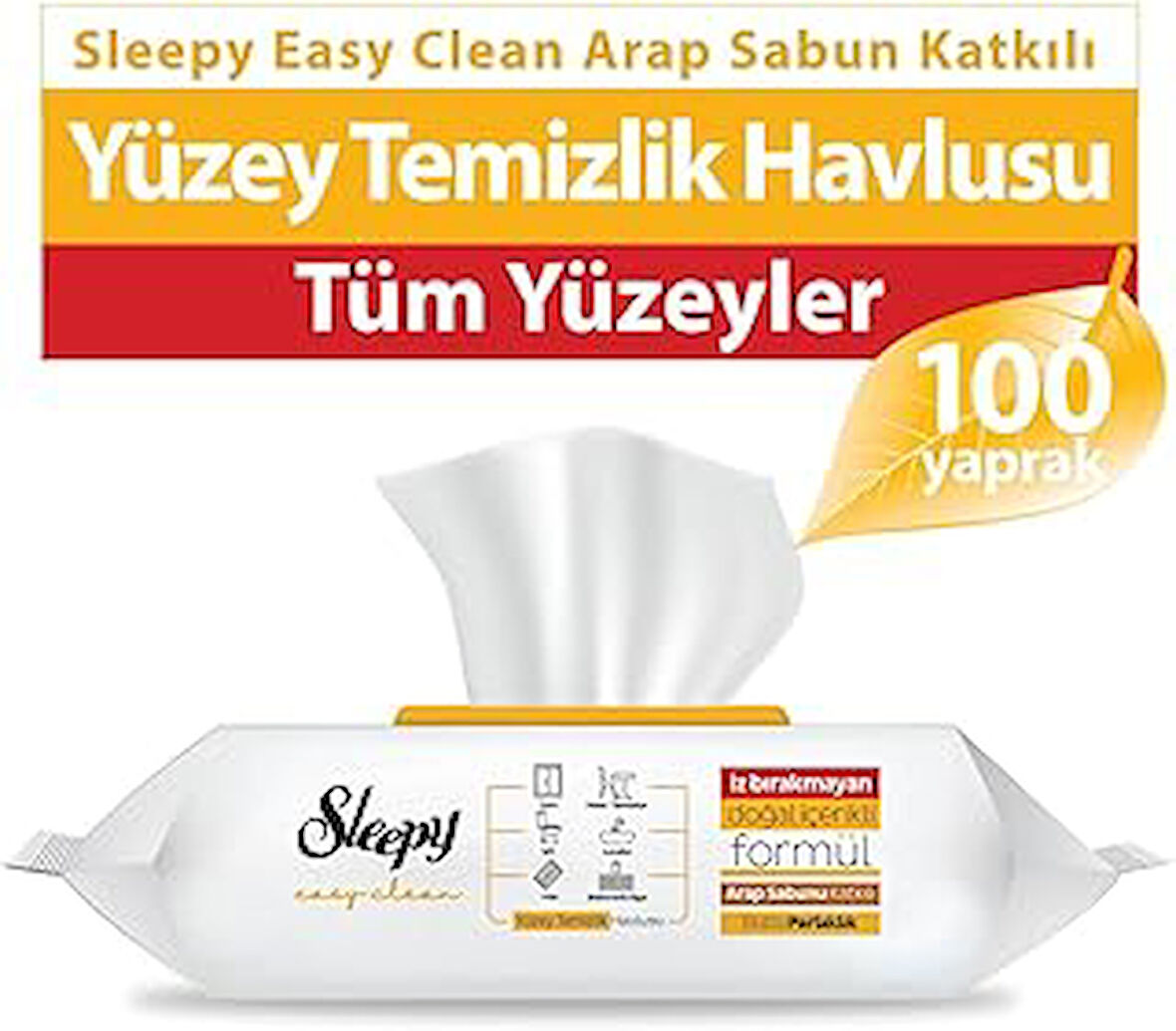 Easy Clean Arap Sabunu Katkılı Yüzey Temizlik Havlusu, 100 Yaprak