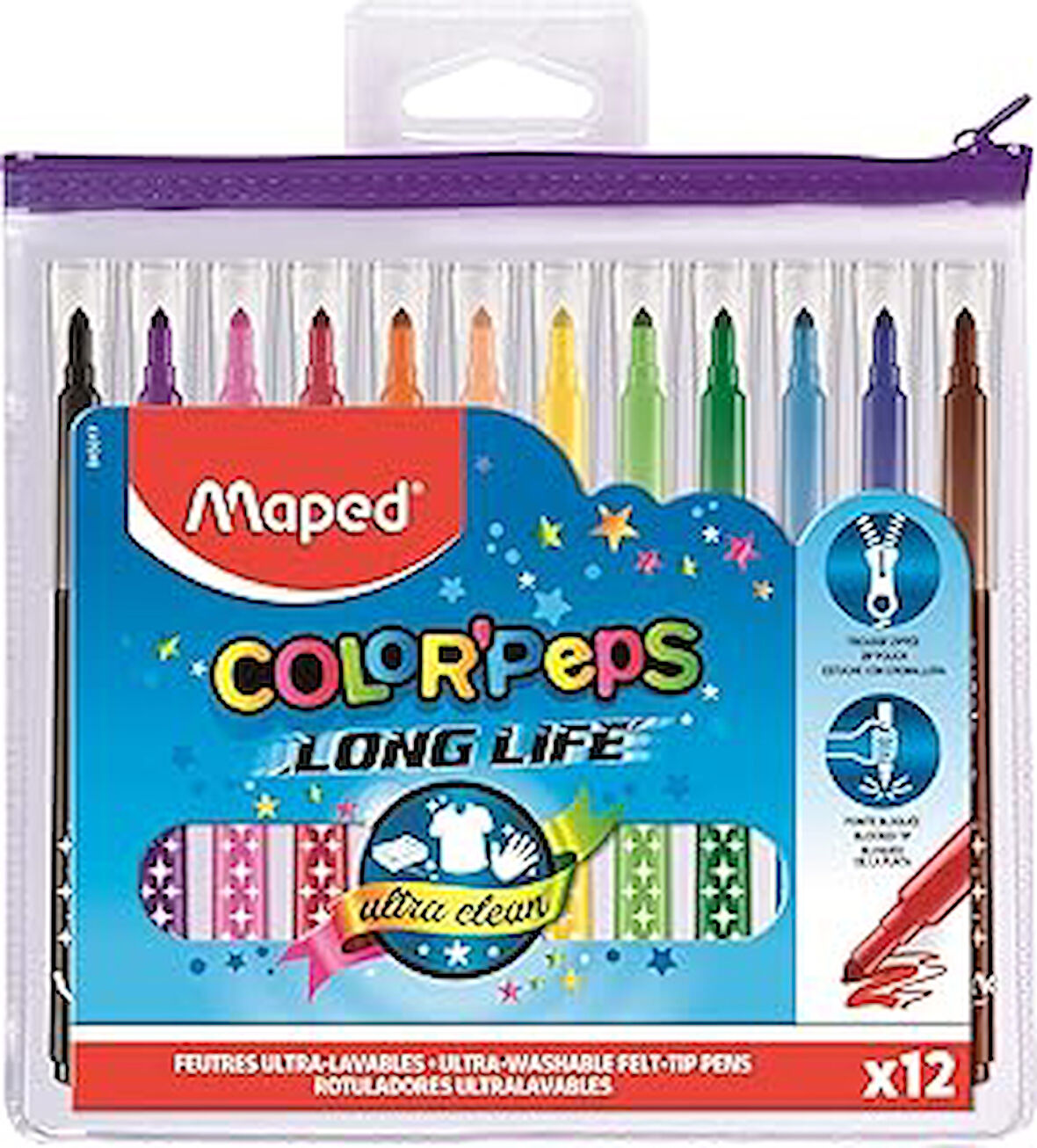 Maped Helix USA LONG LIFE YIKANABİLİR KEÇELİ KALEM 12'Lİ