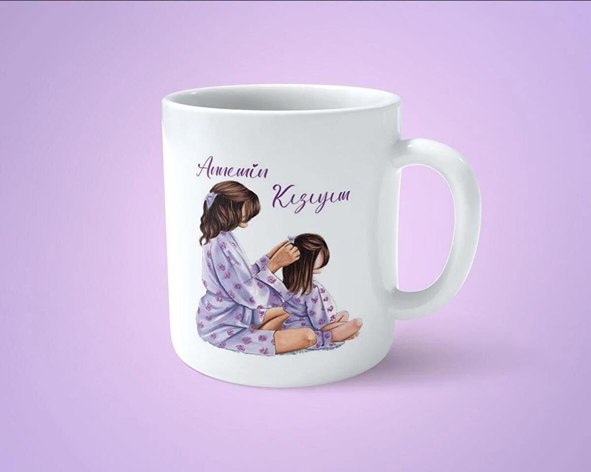 Annemin Kızıyım Anneleri ve Kızlarına özel baskılı kupa bardak