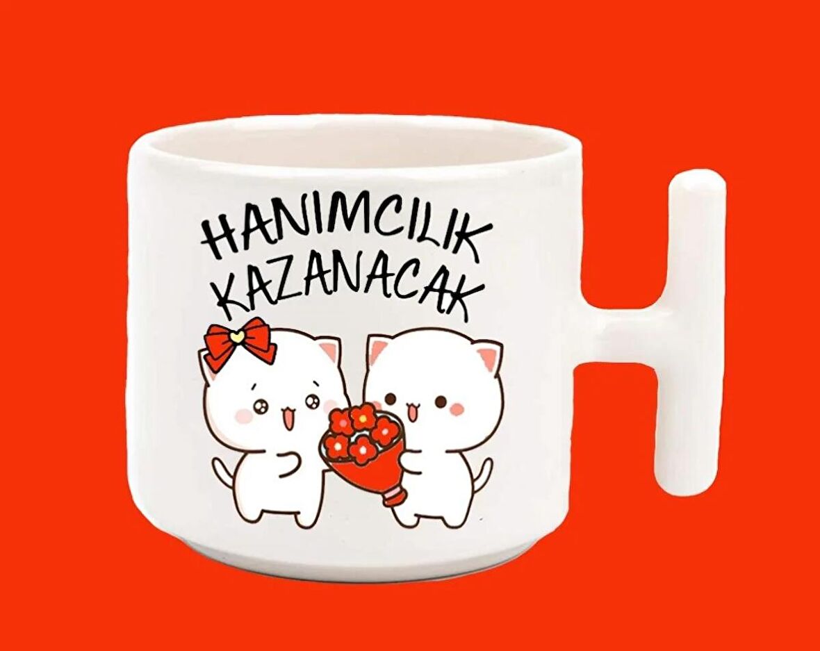 Hanımcılık Kazanacak Espirili T Kulplu Baskılı Kupa Bardak